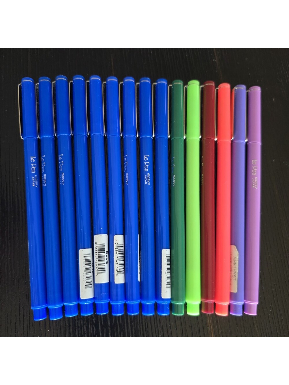 Marvy Le Pen Marker Lot 15 Blue Green Pink Burgundy Purple Japan Vintage EUC